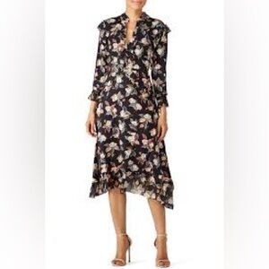 Vilshenko Midnight Floral Dress Women’s USA Size 10 Midi Length